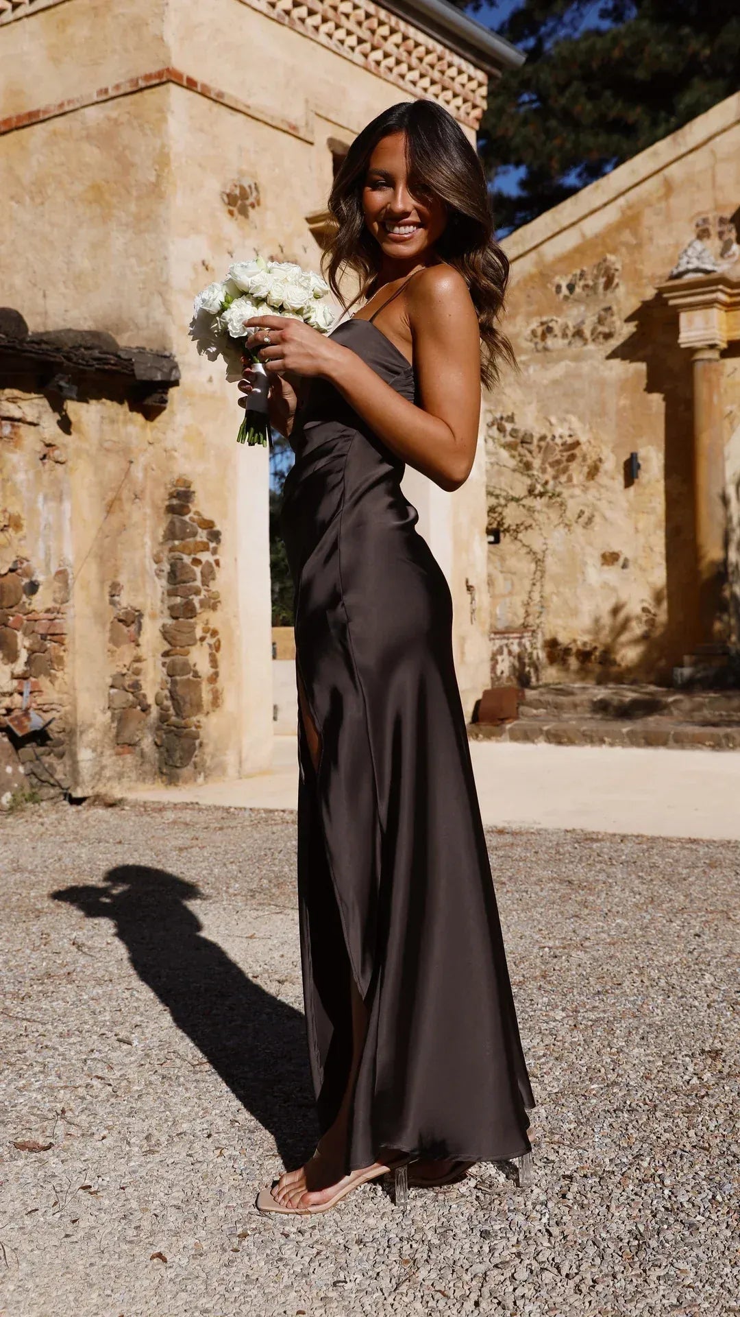 Arielle Satin Slit Maxi Dress