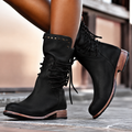 Emma | Bottines à lacets cloutées, hauteur mi-mollet