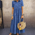 Catalina | Button-Front Midi Dress with Tiered Skirt