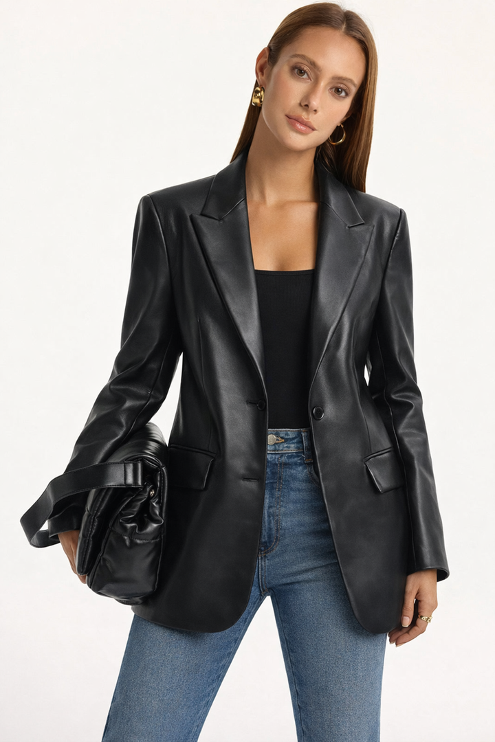 Kendall | Modern Faux Leather Blazer