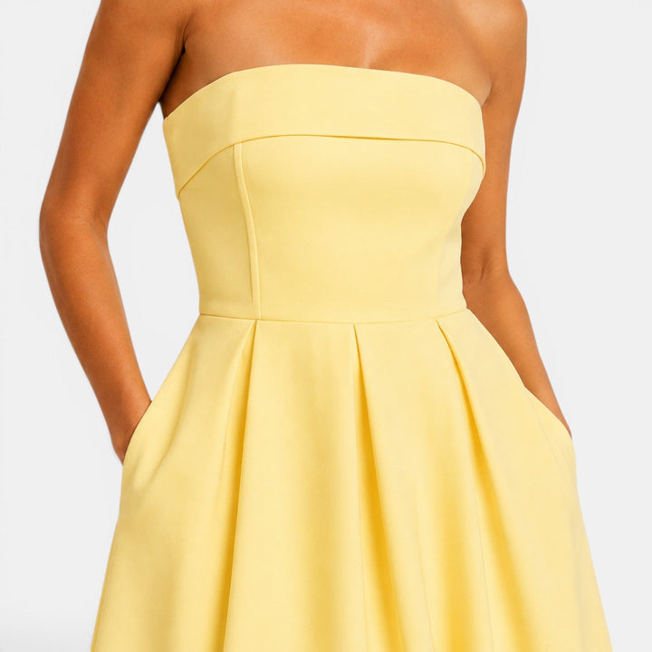 Bella | Strapless Pleated Midi Dress