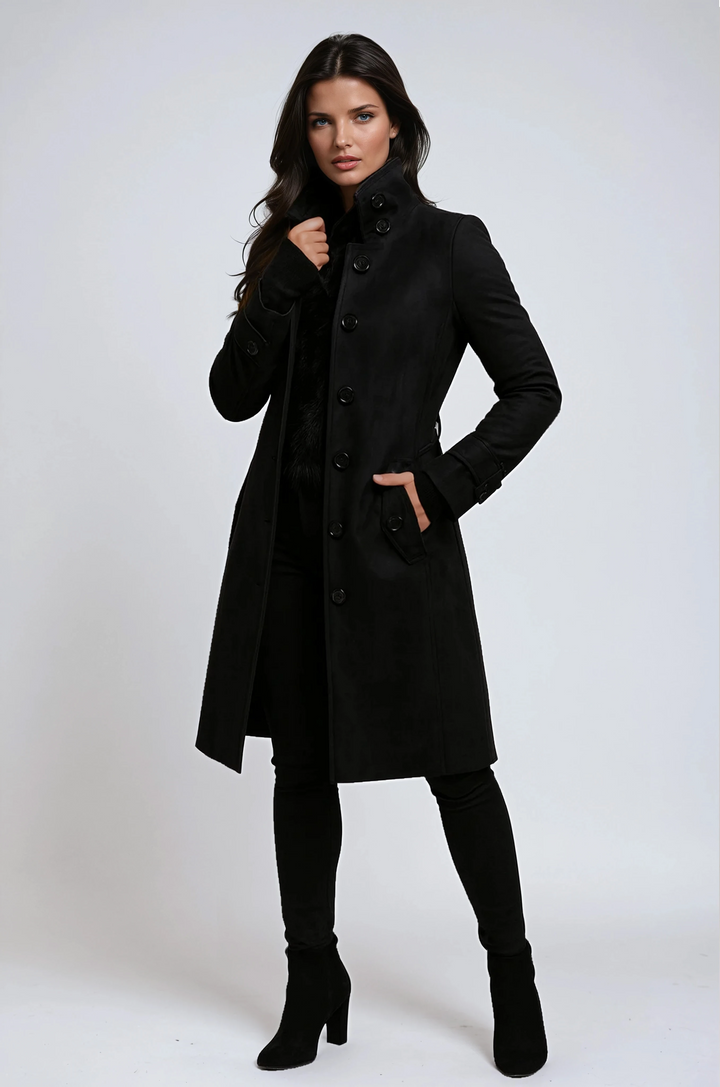 Aurelle | Women's High-Collar Long Coat