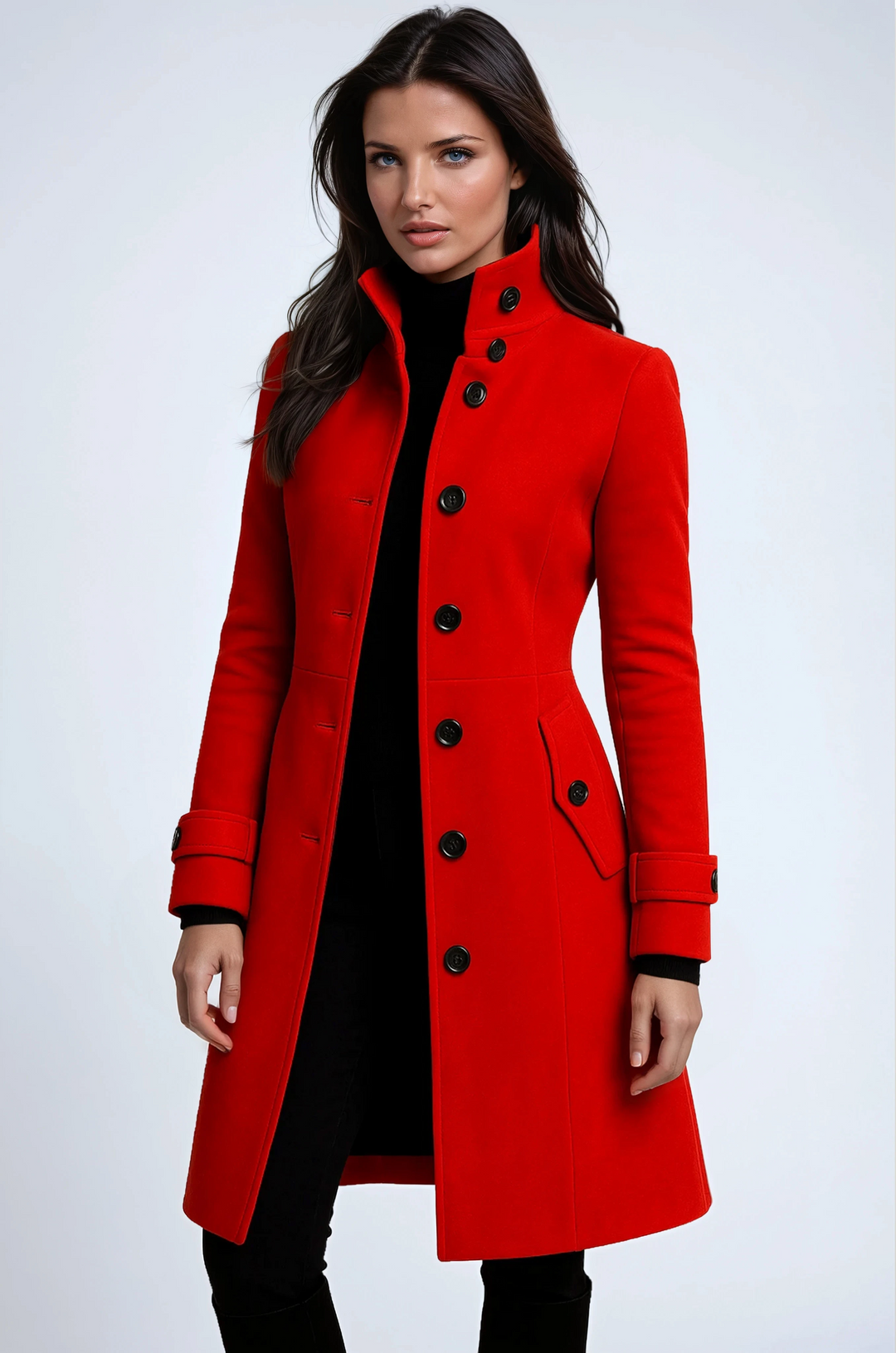 Aurelle | Women's High-Collar Long Coat