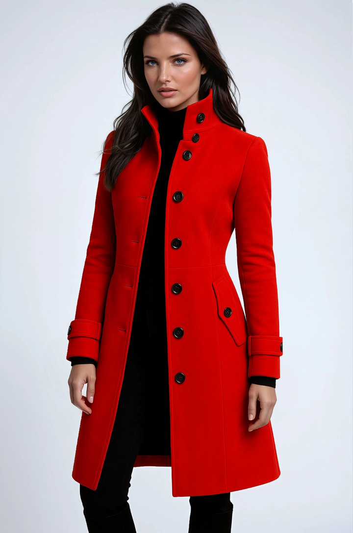Aurelle | Women's High-Collar Long Coat