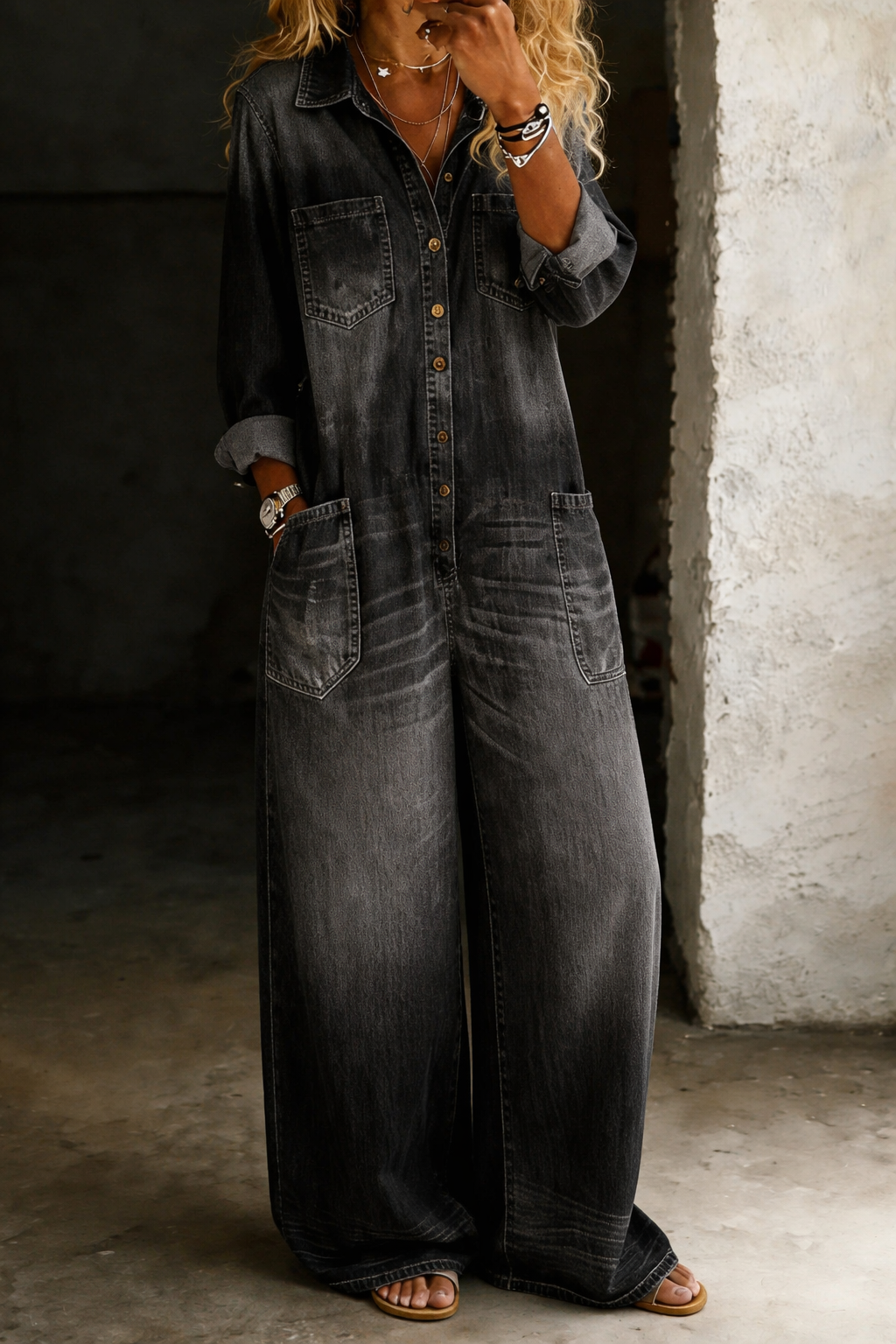 Maris | Women's Denim Wide-Leg Jumpsuit