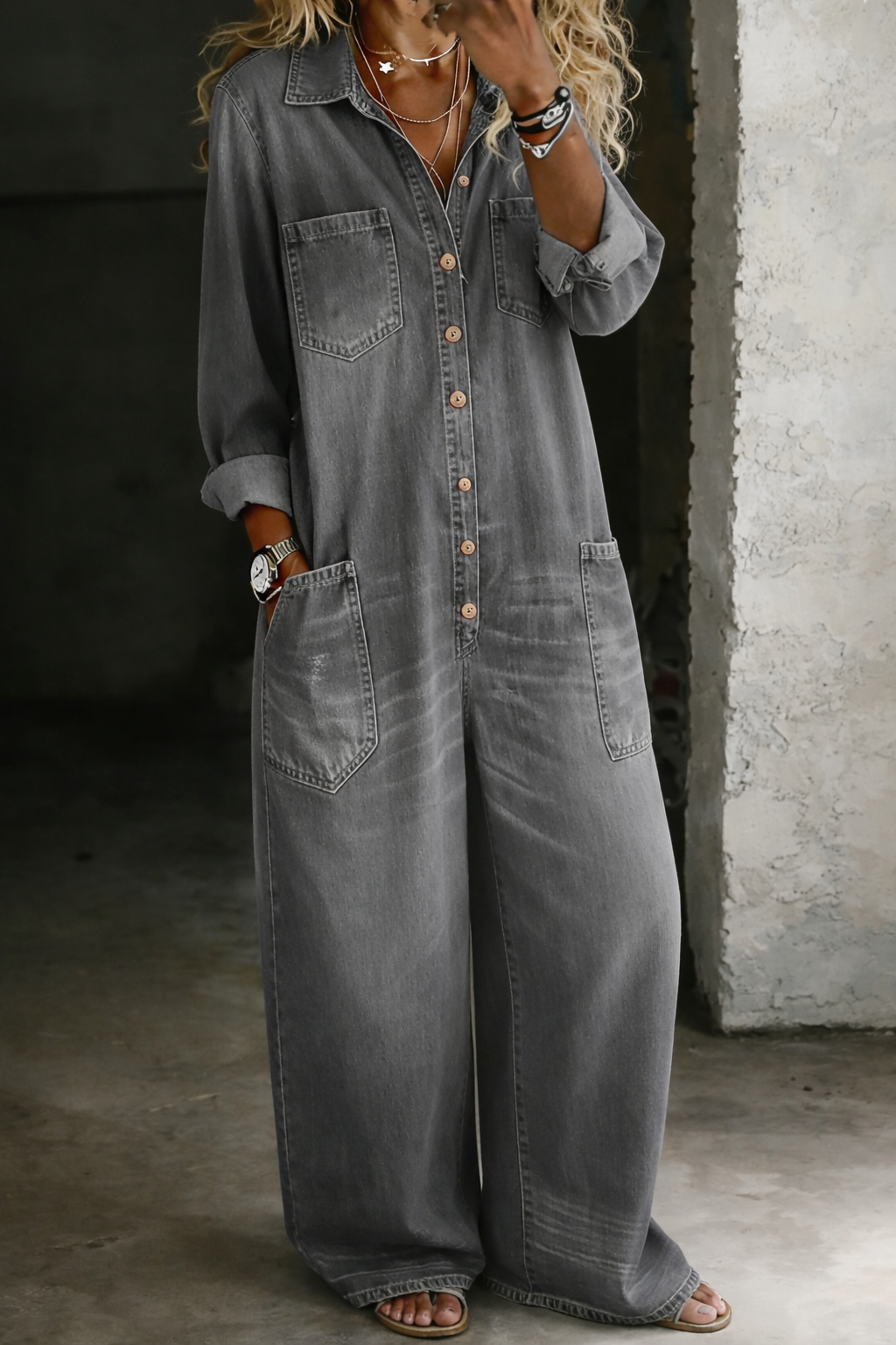Maris | Women's Denim Wide-Leg Jumpsuit