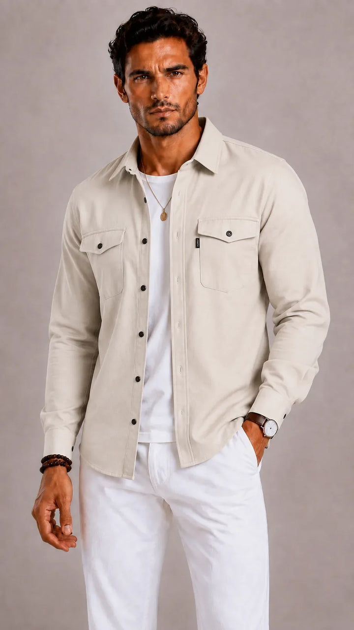 Flynn | Mandarin collar overshirt for men