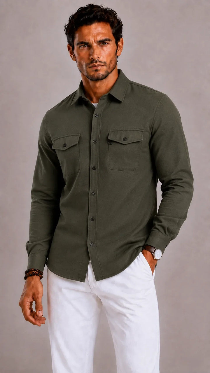Flynn | Mandarin collar overshirt for men