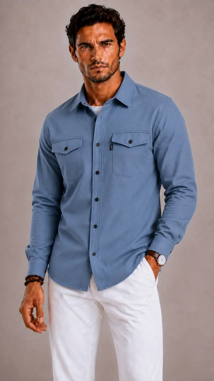 Flynn | Mandarin collar overshirt for men
