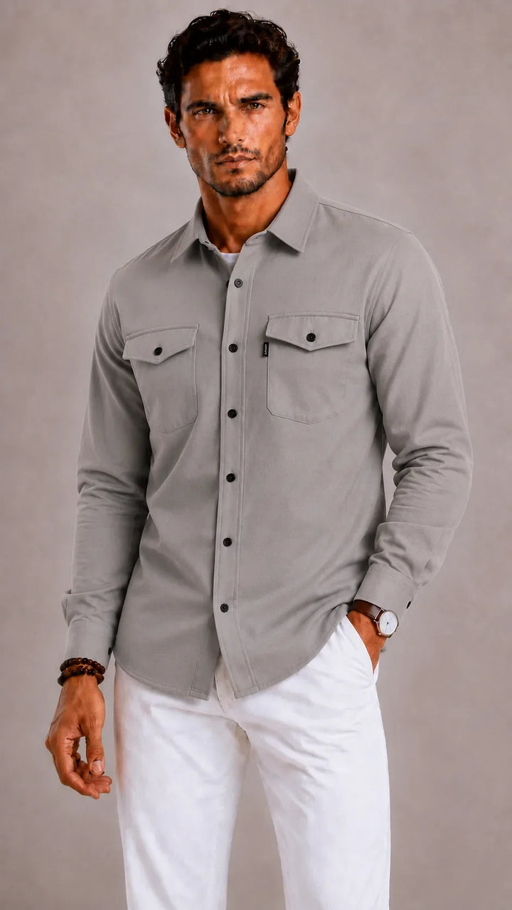 Flynn | Mandarin collar overshirt for men