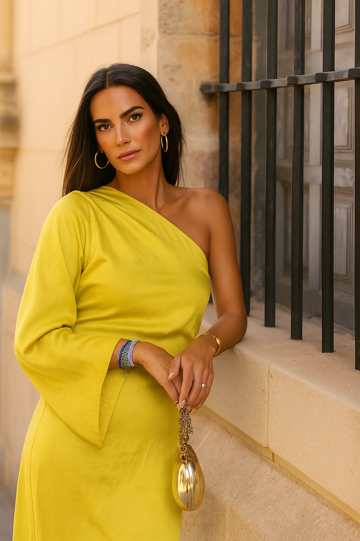 Reagan | Asymmetrical Elegance Maxi Dress