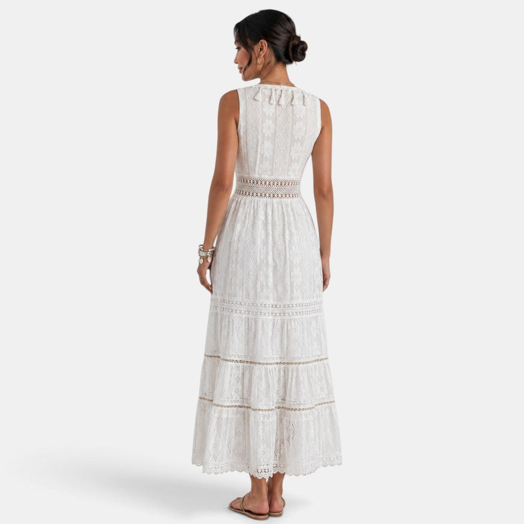 Sabine | Boho Lace V-Neck Maxi Dress