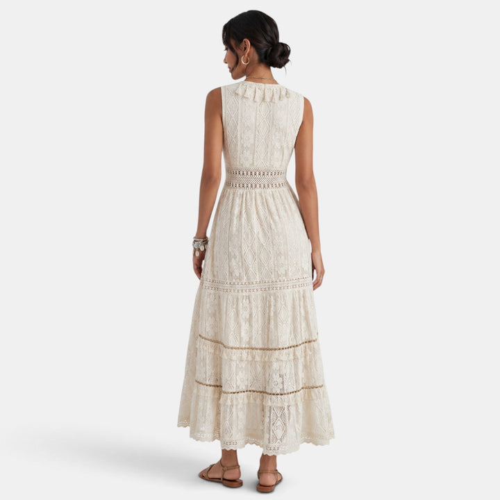 Sabine | Boho Lace V-Neck Maxi Dress