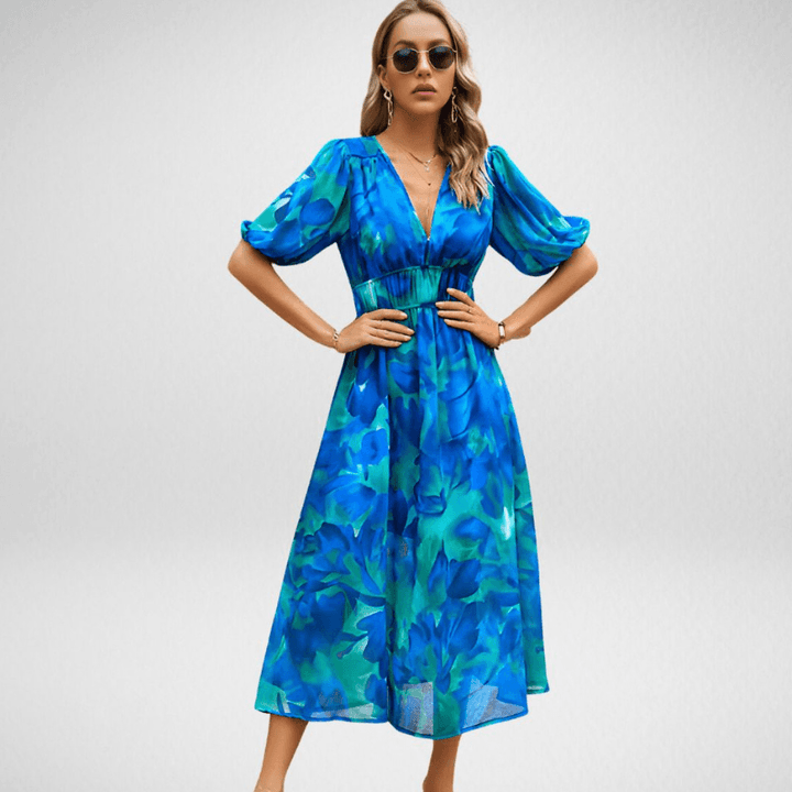 Vivienne | Abstract Print Midi Dress