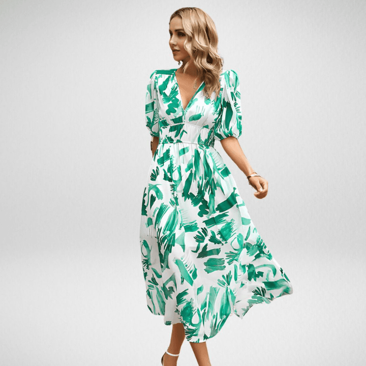Vivienne | Abstract Print Midi Dress