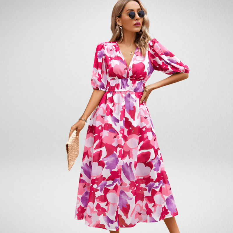 Vivienne | Abstract Print Midi Dress