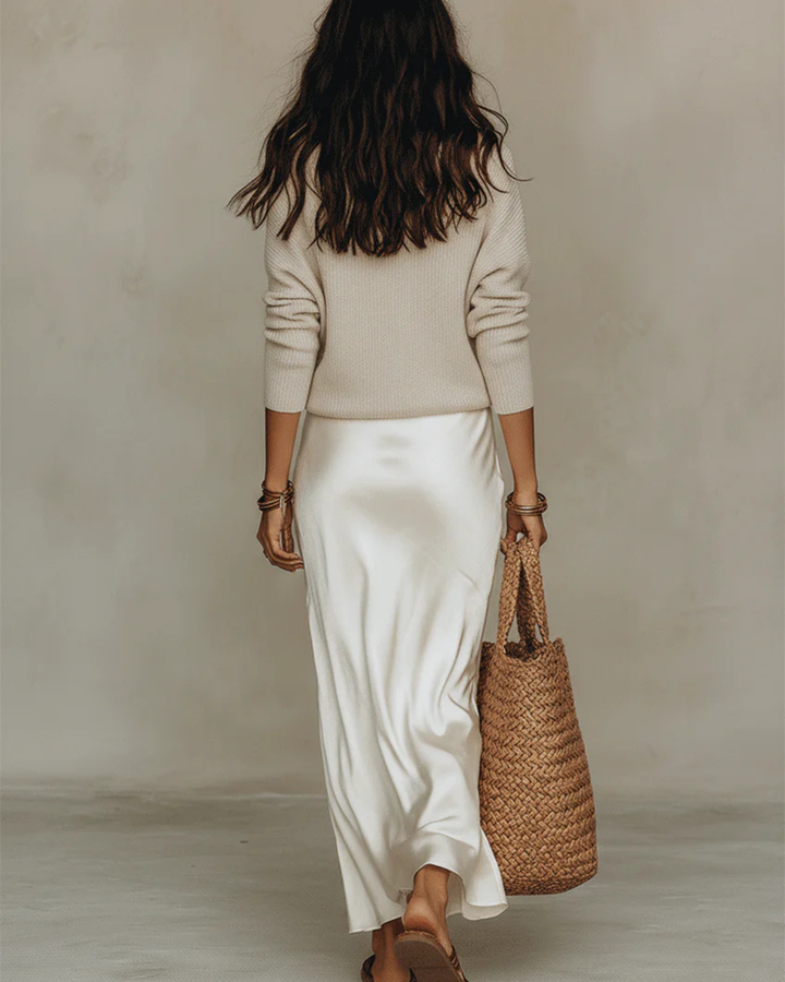 Avery | Satin Midi Sweater Dress Set