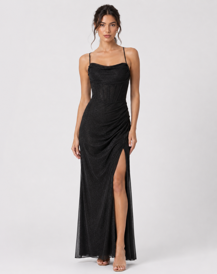 Isabella | Glitter Maxi Evening Dress
