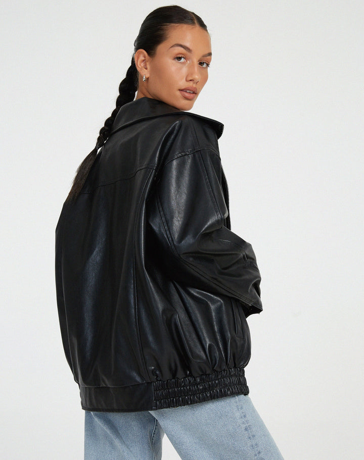 Isabeau | Oversized leather jacket