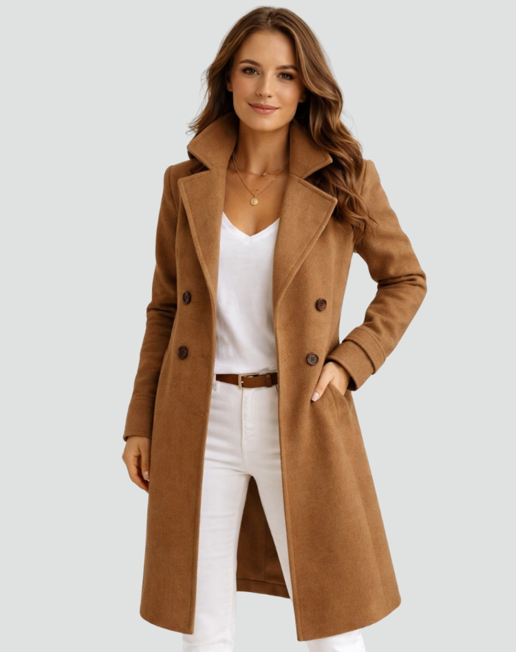 Brynn | Refined Double-Breasted Midi Trench