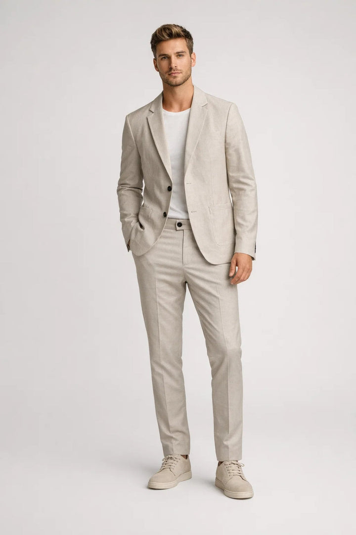 James Linen Look Suit Set