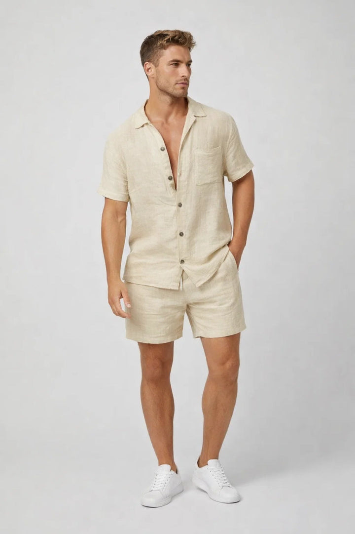 James Linen Look Shirt and Shorts Set