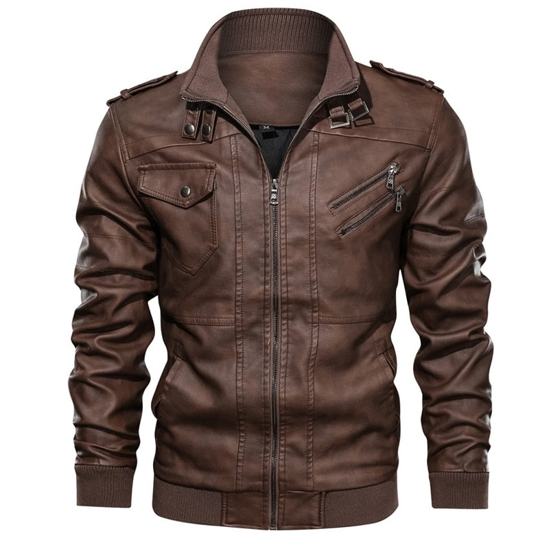 Joel | Leather hooded jacket men