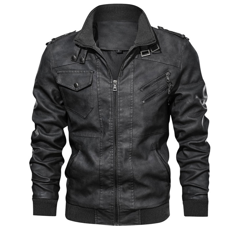 Joel | Leather hooded jacket men