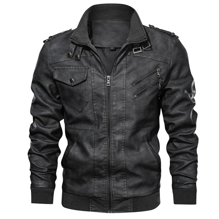 Joel | Leather hooded jacket men