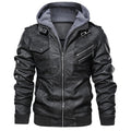 Joel | Leather hooded jacket men