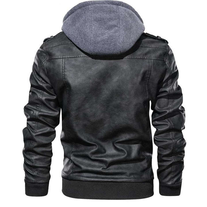 Joel | Leather hooded jacket men