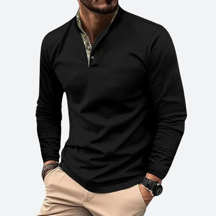 Wesley | Men's Long Sleeve Zip Collar Polo