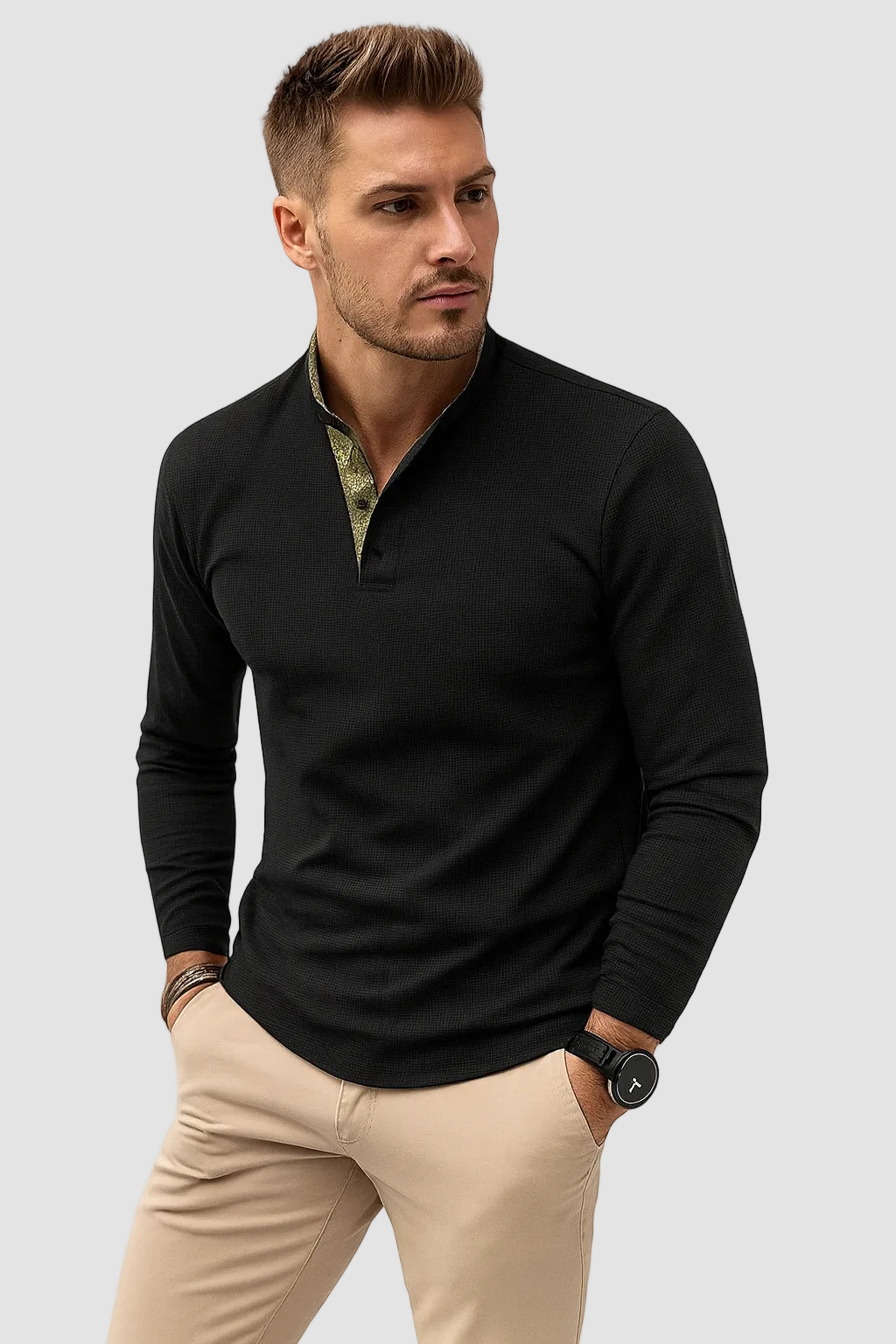 Wesley | Men's Long Sleeve Zip Collar Polo