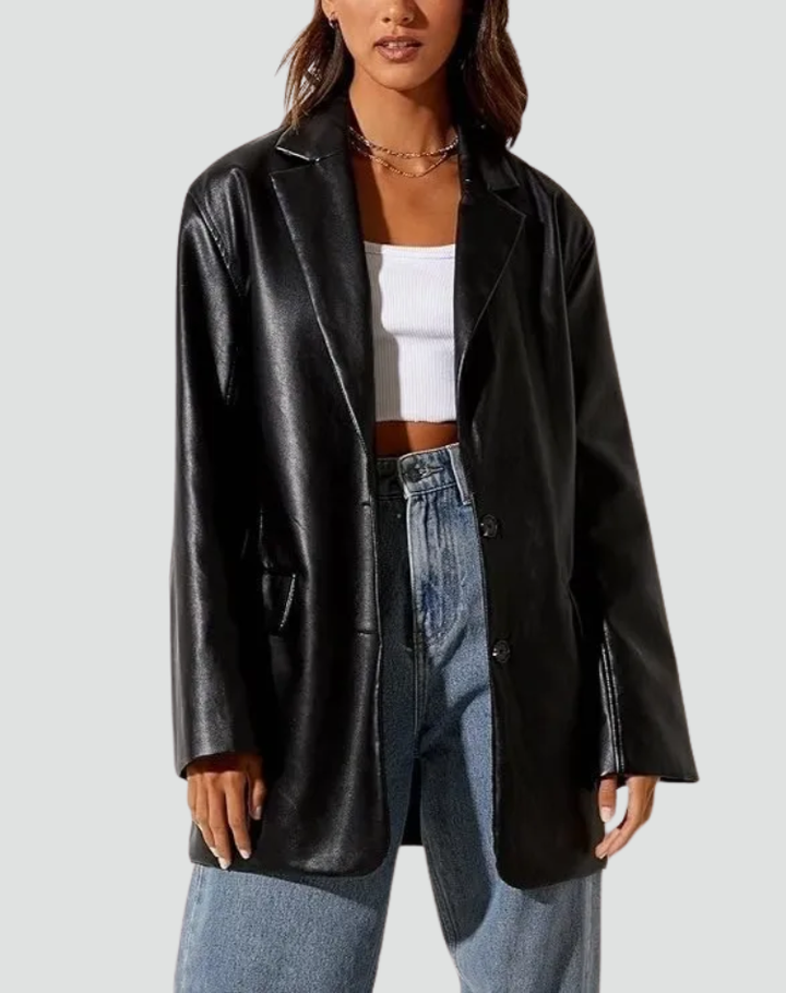 Sloane | Modern Faux Leather Statement Blazer