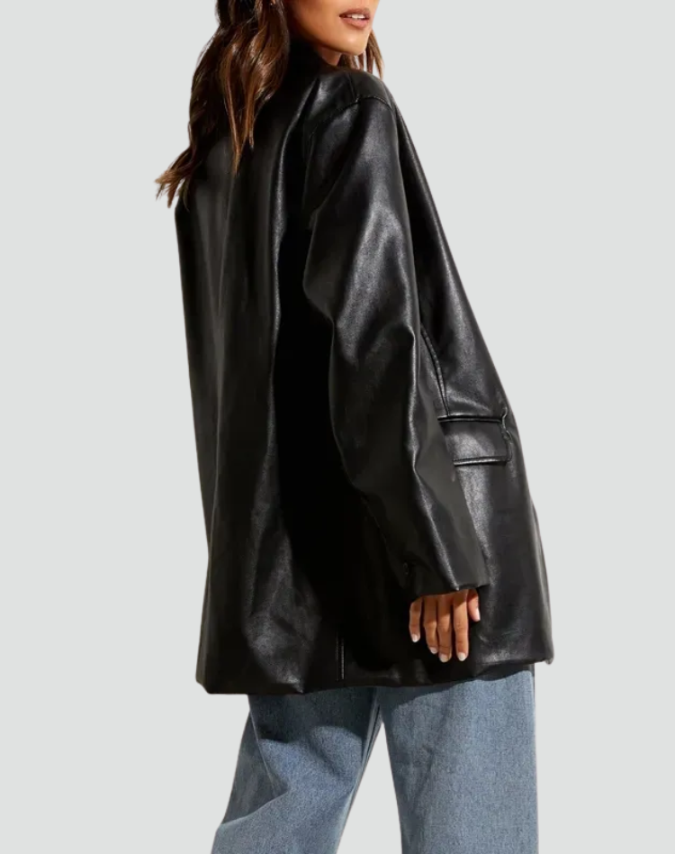 Sloane | Modern Faux Leather Statement Blazer