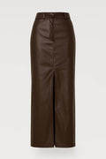 Victoria | High Waist Faux Leather Midi Skirt