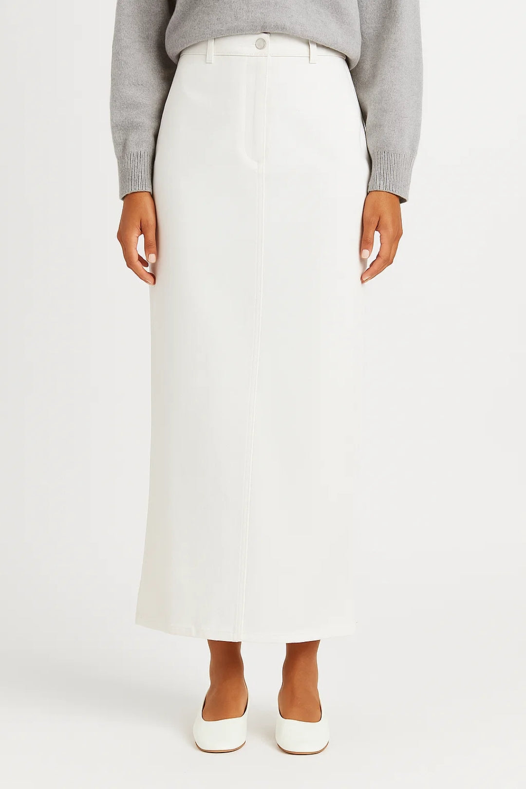 Ella | High Waist White Maxi Skirt