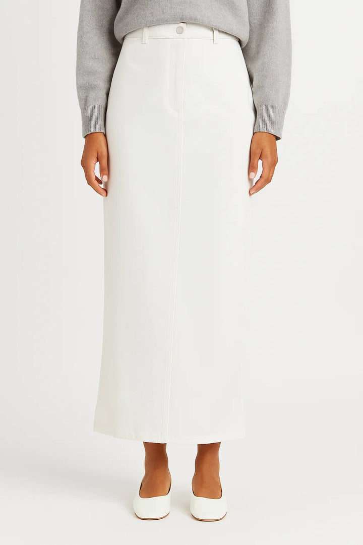 Ella | High Waist White Maxi Skirt