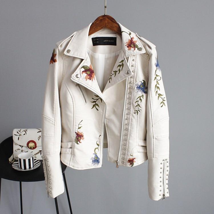 Tinsley | Embroidered Moto Faux Leather Jacket