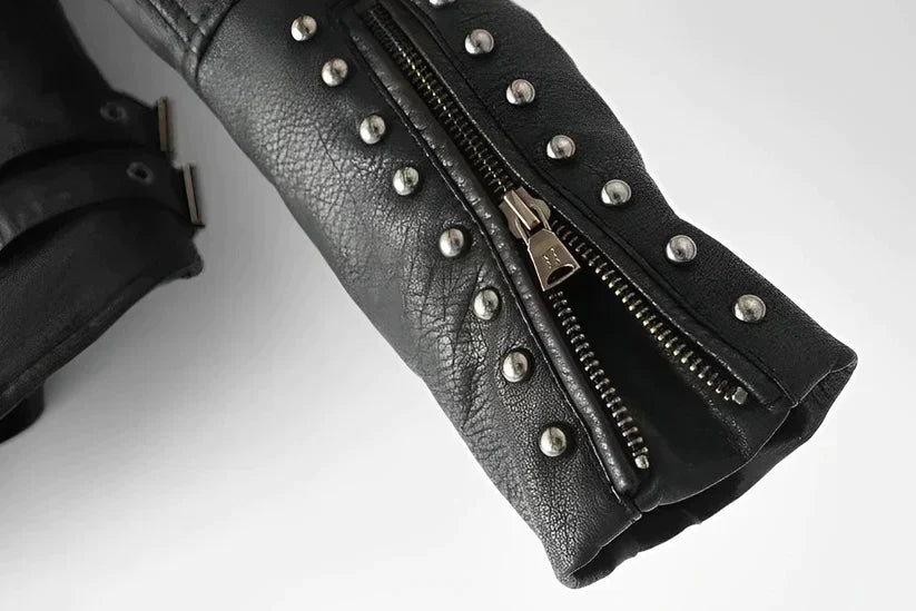 Tinsley | Embroidered Moto Faux Leather Jacket