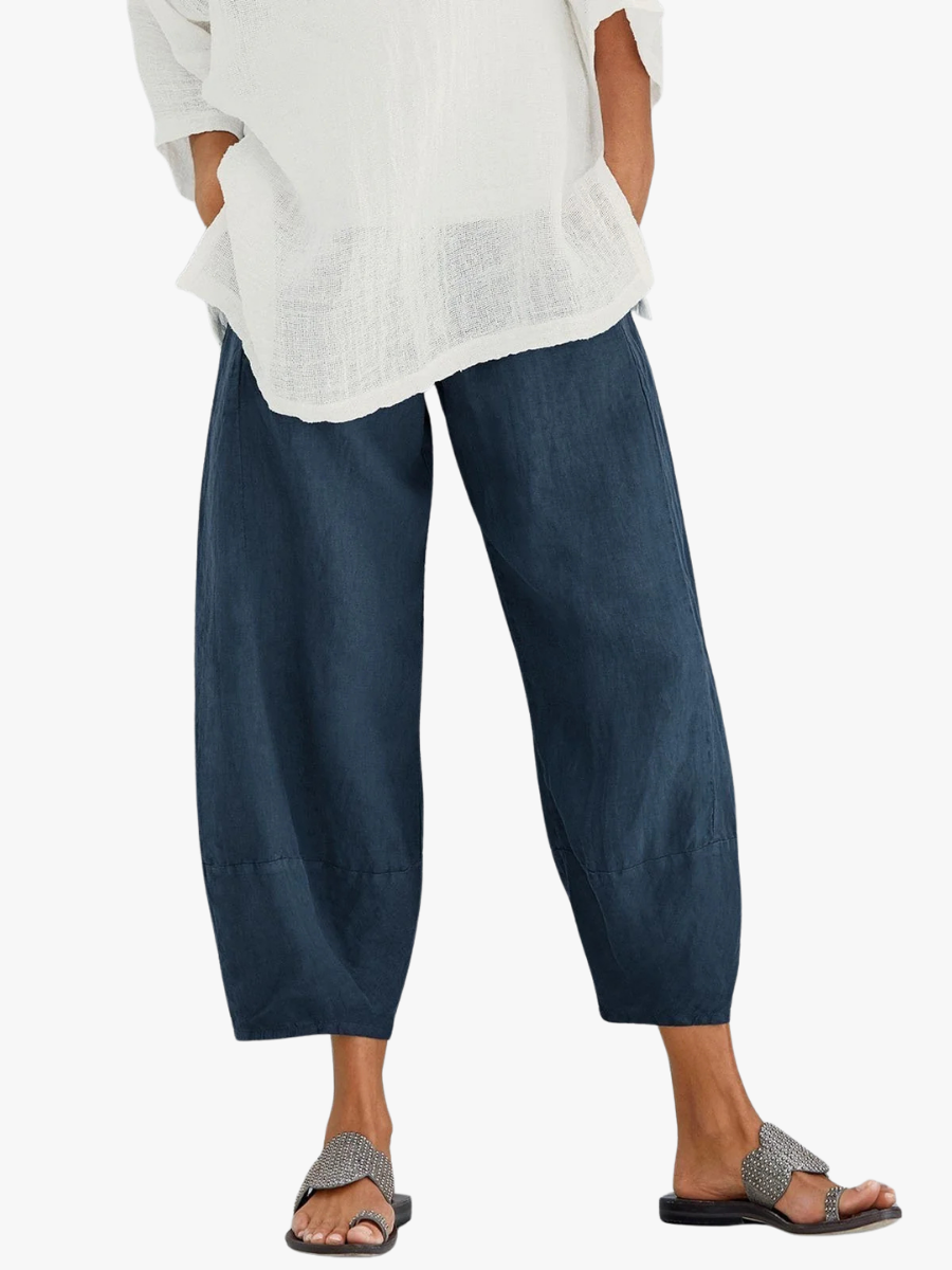 Zoe | Barrel Leg Linen Pants