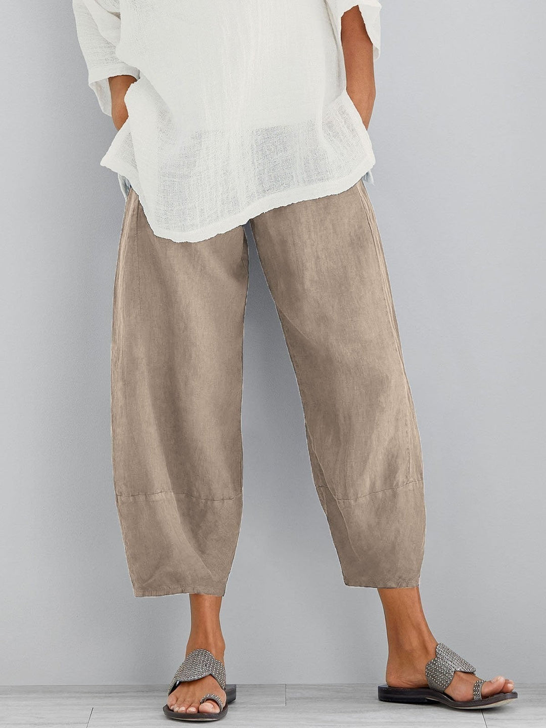 Zoe | Barrel Leg Linen Pants