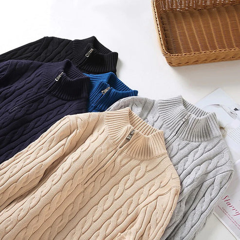 Bastien | Men's Cable Knit Half Zip Sweater