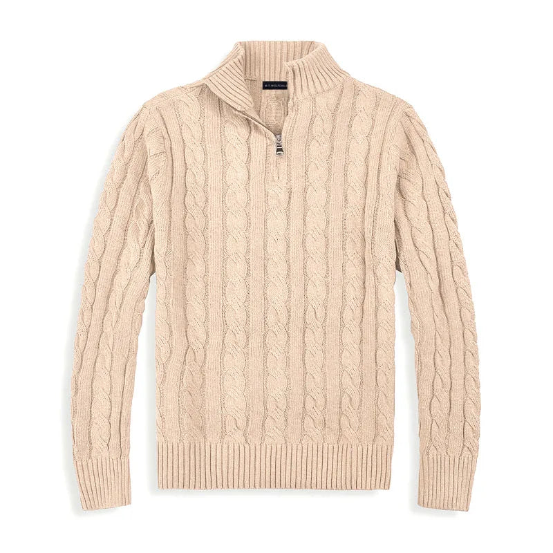 Bastien | Men's Cable Knit Half Zip Sweater