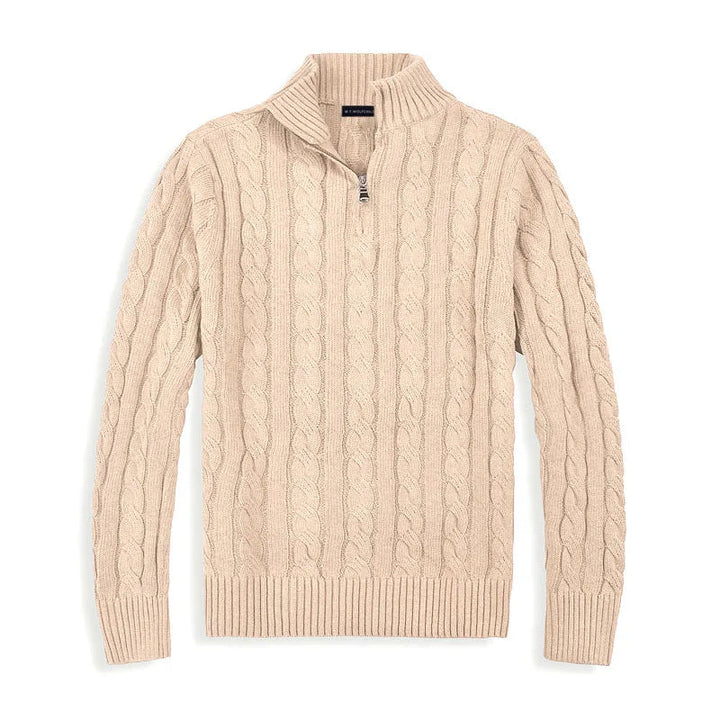 Bastien | Men's Cable Knit Half Zip Sweater
