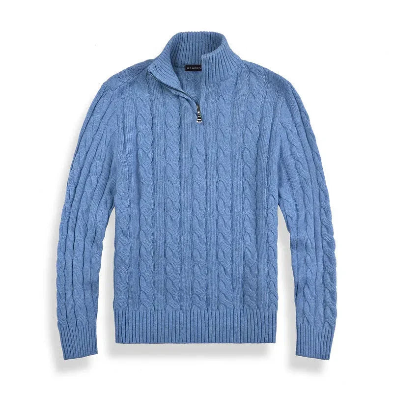 Bastien | Men's Cable Knit Half Zip Sweater