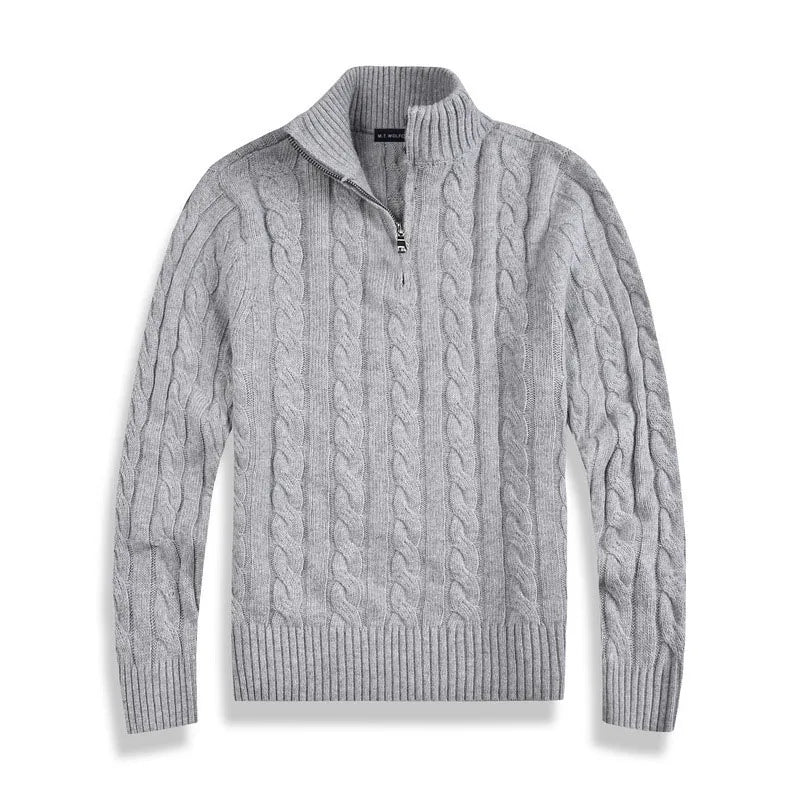 Bastien | Men's Cable Knit Half Zip Sweater