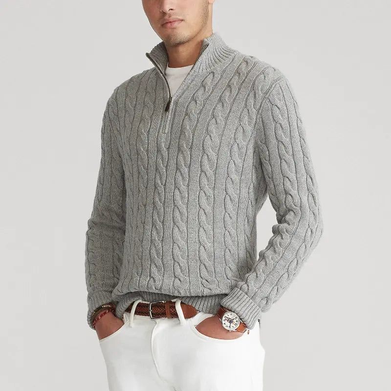 Bastien | Men's Cable Knit Half Zip Sweater