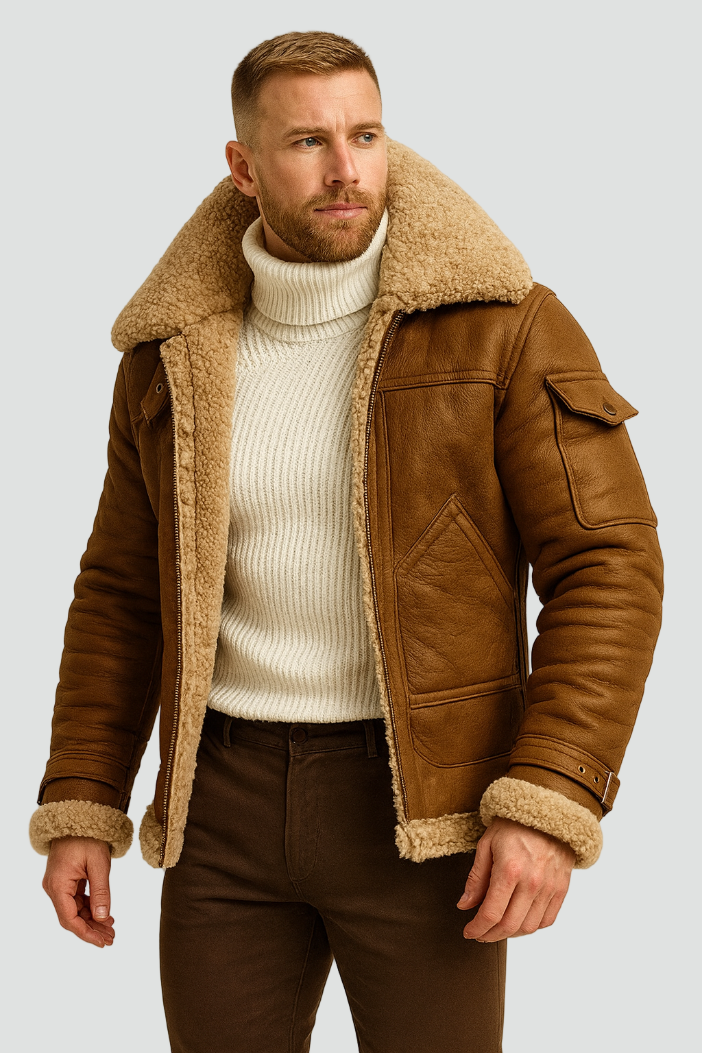 Evander | Men's Sherpa-Lined Aviator Jacket