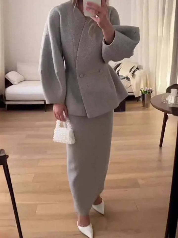 Jemima | Puff-sleeve blazer skirt suit